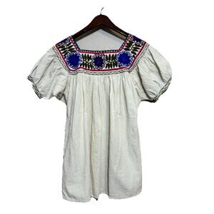 Mexican Aguacatenango Shirt Top Large Fiesta Traditional Peasant Folk Art Folksy